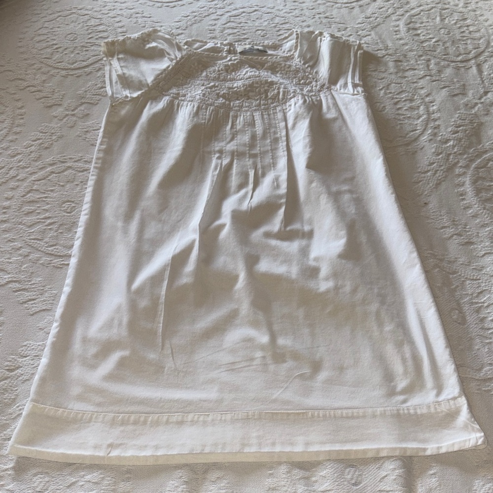 Banana Republic White Embroidered Lined Short Cap Dress Gently Loved No Size